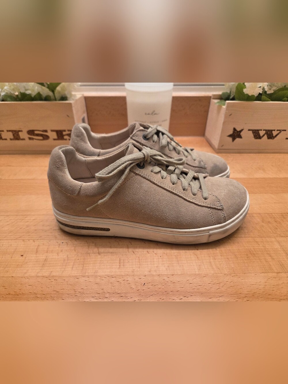 Birkenstock Bend Low Sneaker Taupe Suede Lace-up Comfort Shoes Size 37 EU